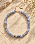 INNA YANOK Blue Whisper Pearl Necklace with Baroque Pearl, Blue Lace Agate and gold-filled details