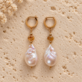 INNA YANOK Honey Quartz Earrings with Baroque Pearl, Citrine, Rutilated Quartz and gold-filled details