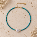 INNA YANOK Turquoise Pearl Choker with Baroque Pearl, Turquoise and gold-filled details